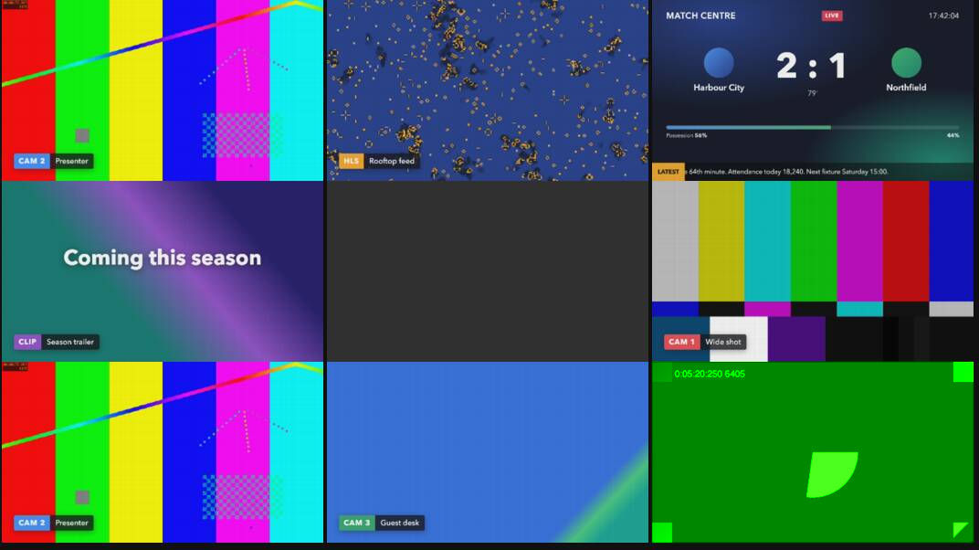 A grid of small labelled pictures, one for each source